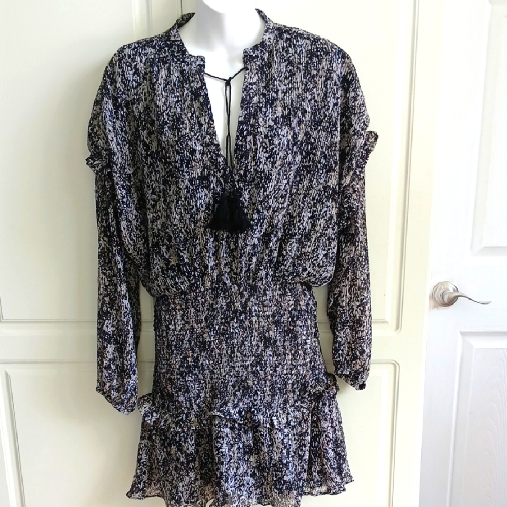 AQUA Leopard Smocked Mini Dress